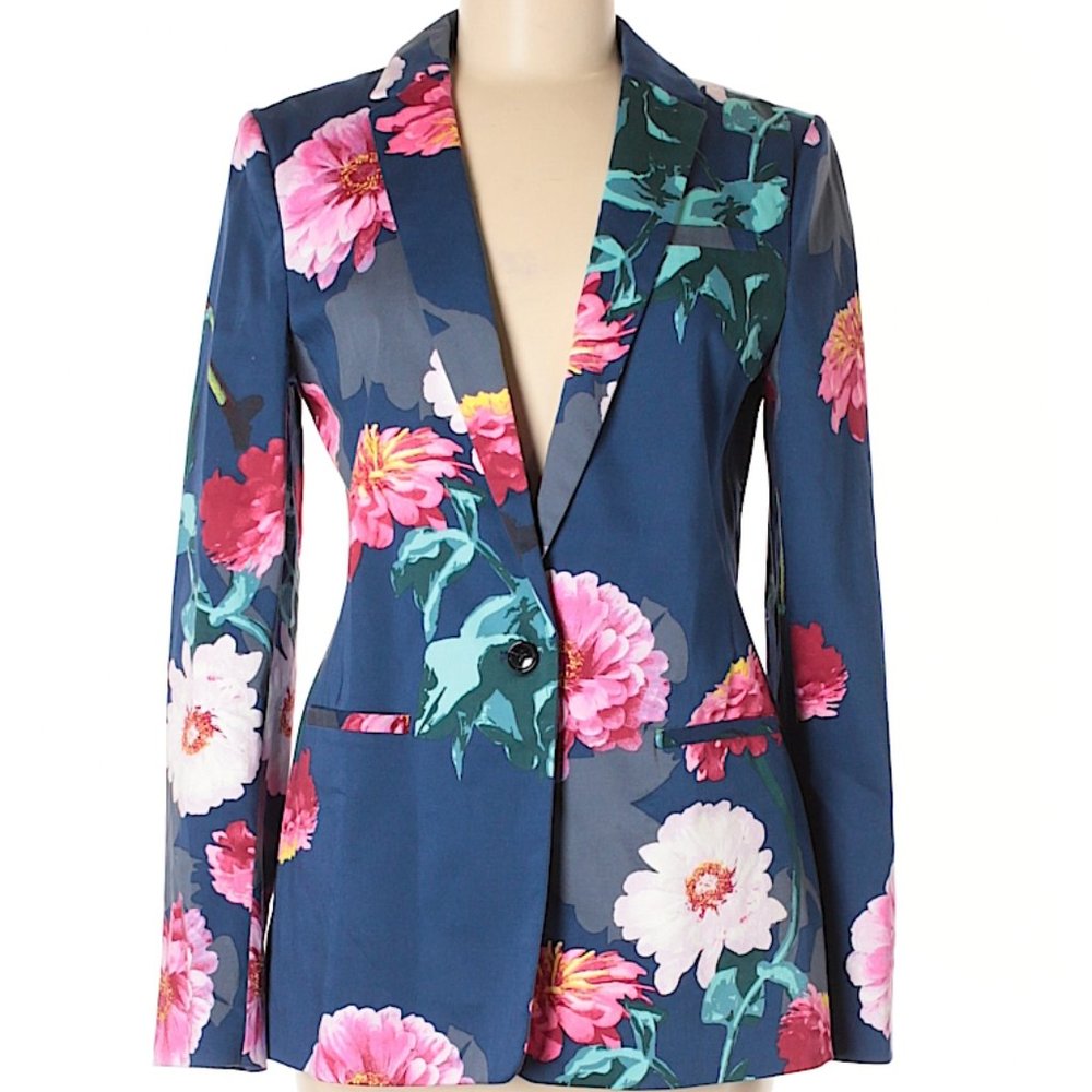 Navy Blue Floral Blazer